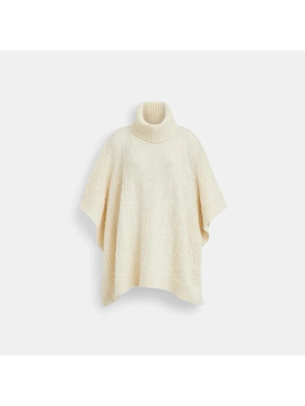 Coach Signature Rare Ivory Wool Blend Poncho Sweater Turtleneck Size XS/S $498